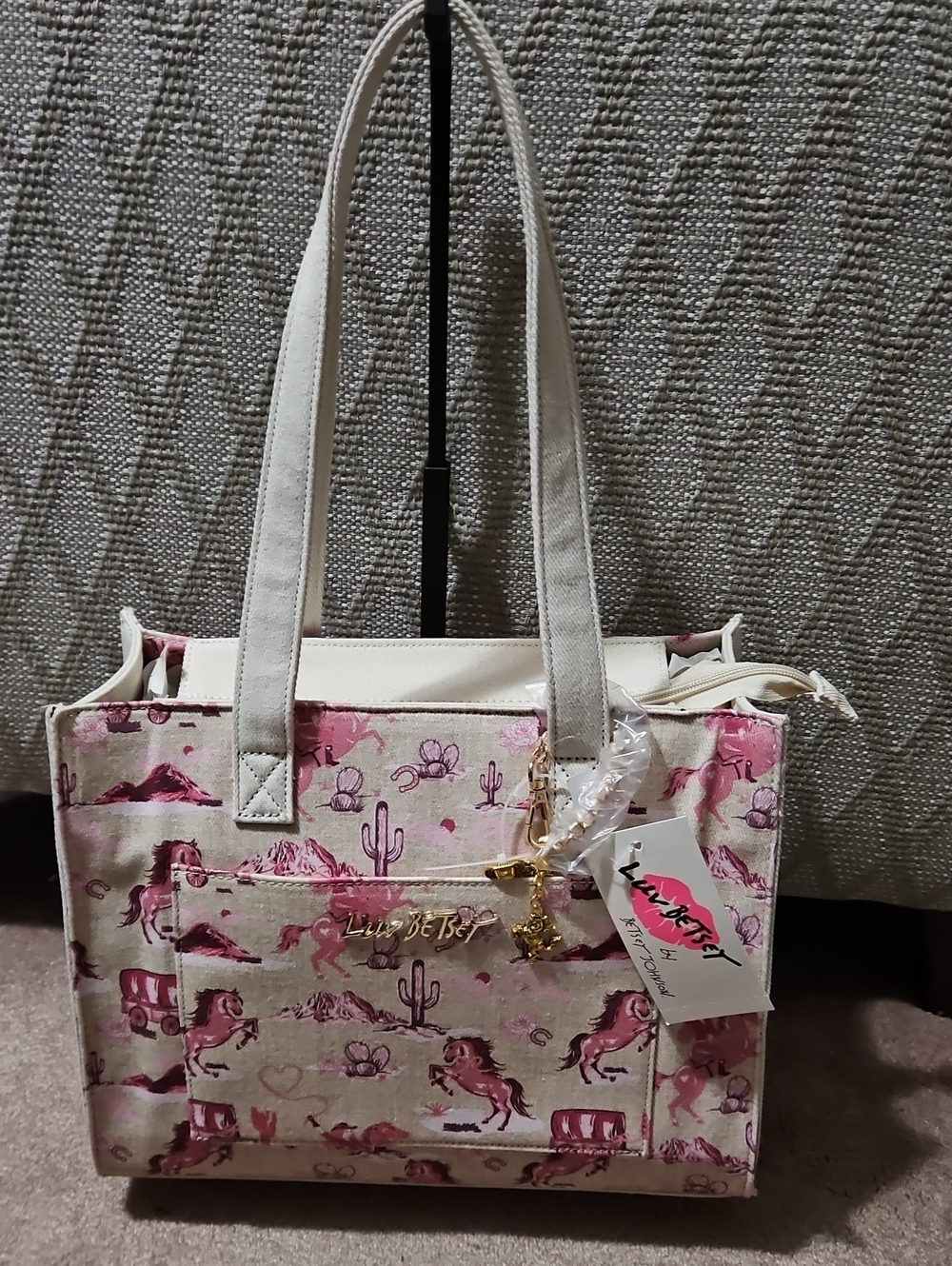 Luv Betsey By Betsey Johnson Pink/White Western Print Shoulder Bag LVEMME